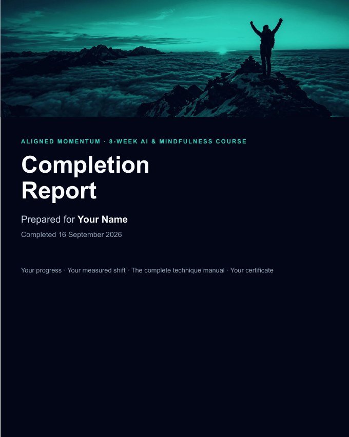 The cover of the personalised Completion Report PDF.